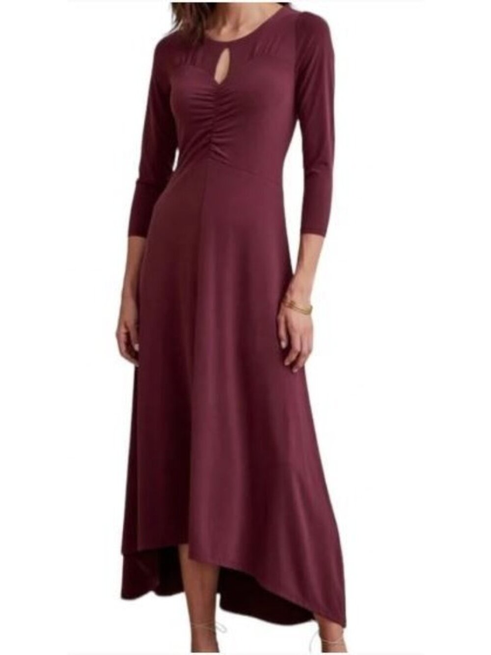 Soft Surroundings Jersey Knit Hi Lo Monica Dress Women Size 40 NWT Purple Wine